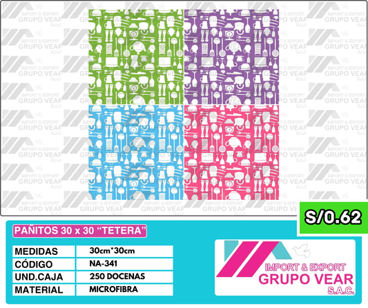 PAÑITOS 30X30 "TETERA" (250 DOC)
