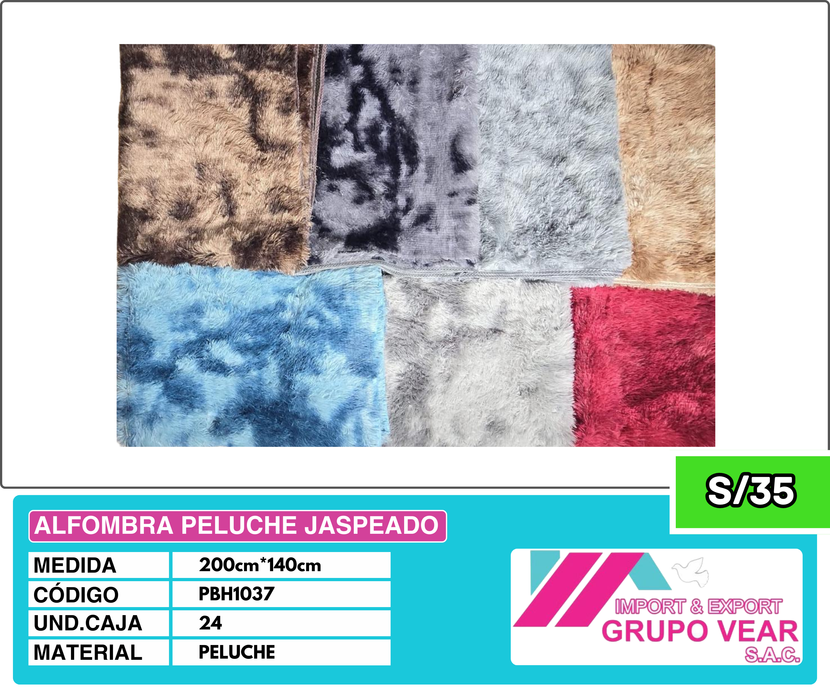 ALFOMBRA PELUCHE JASPEADO 200X140CM