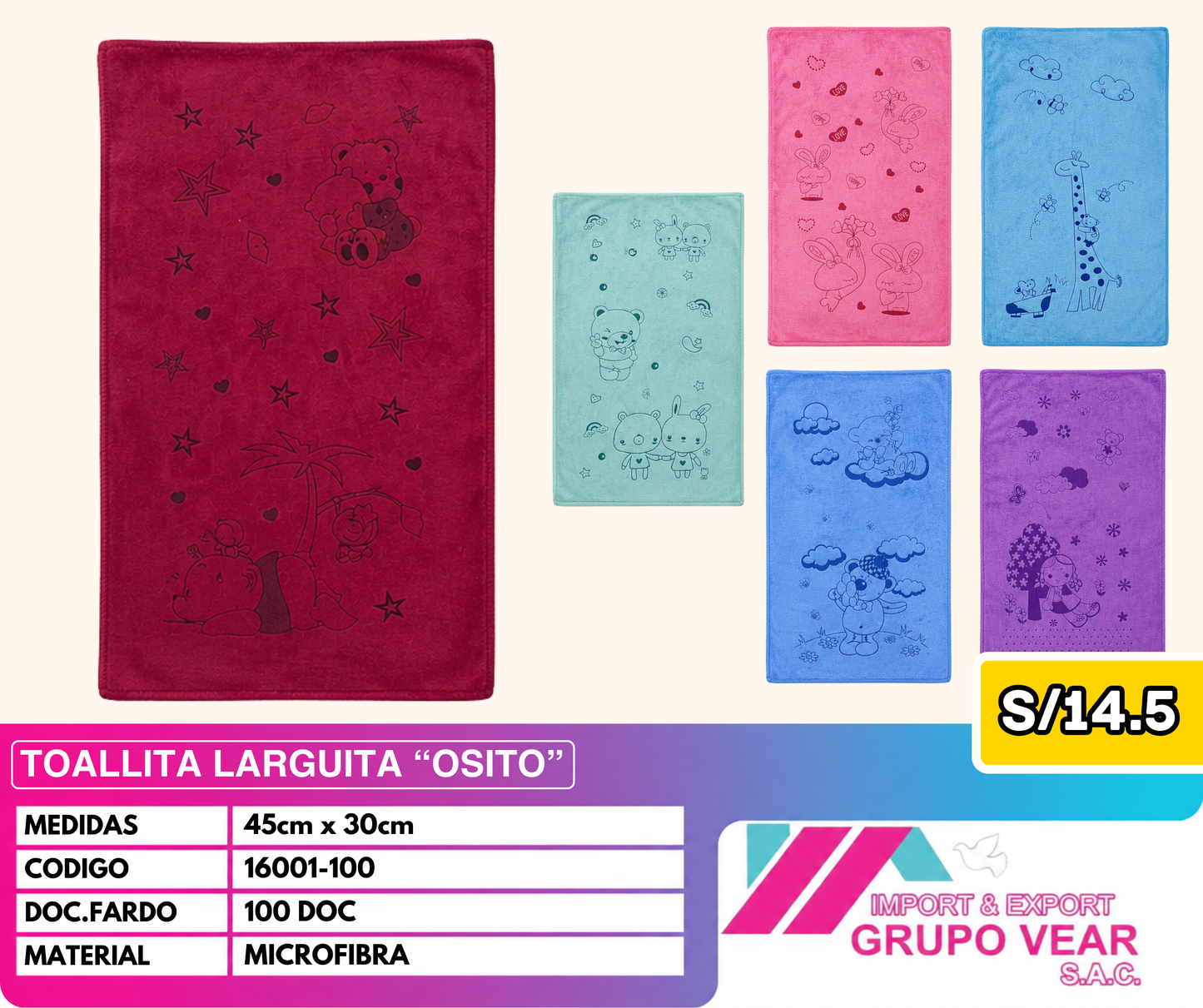 TOALLITA LARGUITA “OSITO” (100 DOC)
