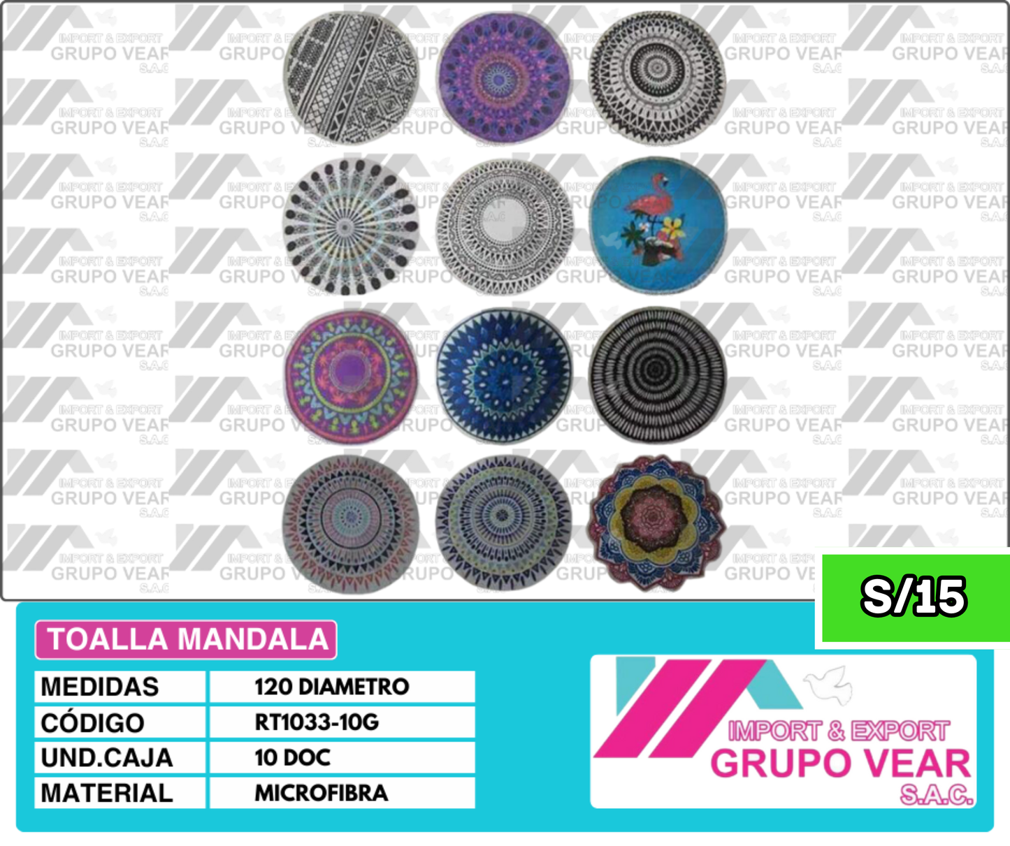 TOALLA MANDALA (10 DOCENAS)