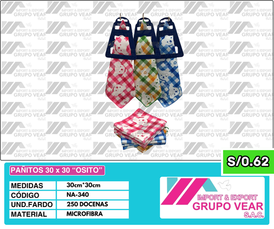 PAÑITOS 30X30 "OSITO" (250 DOC)