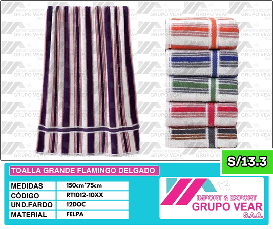 TOALLA GRANDE FLAMINGO DELGADO (12 DOC)