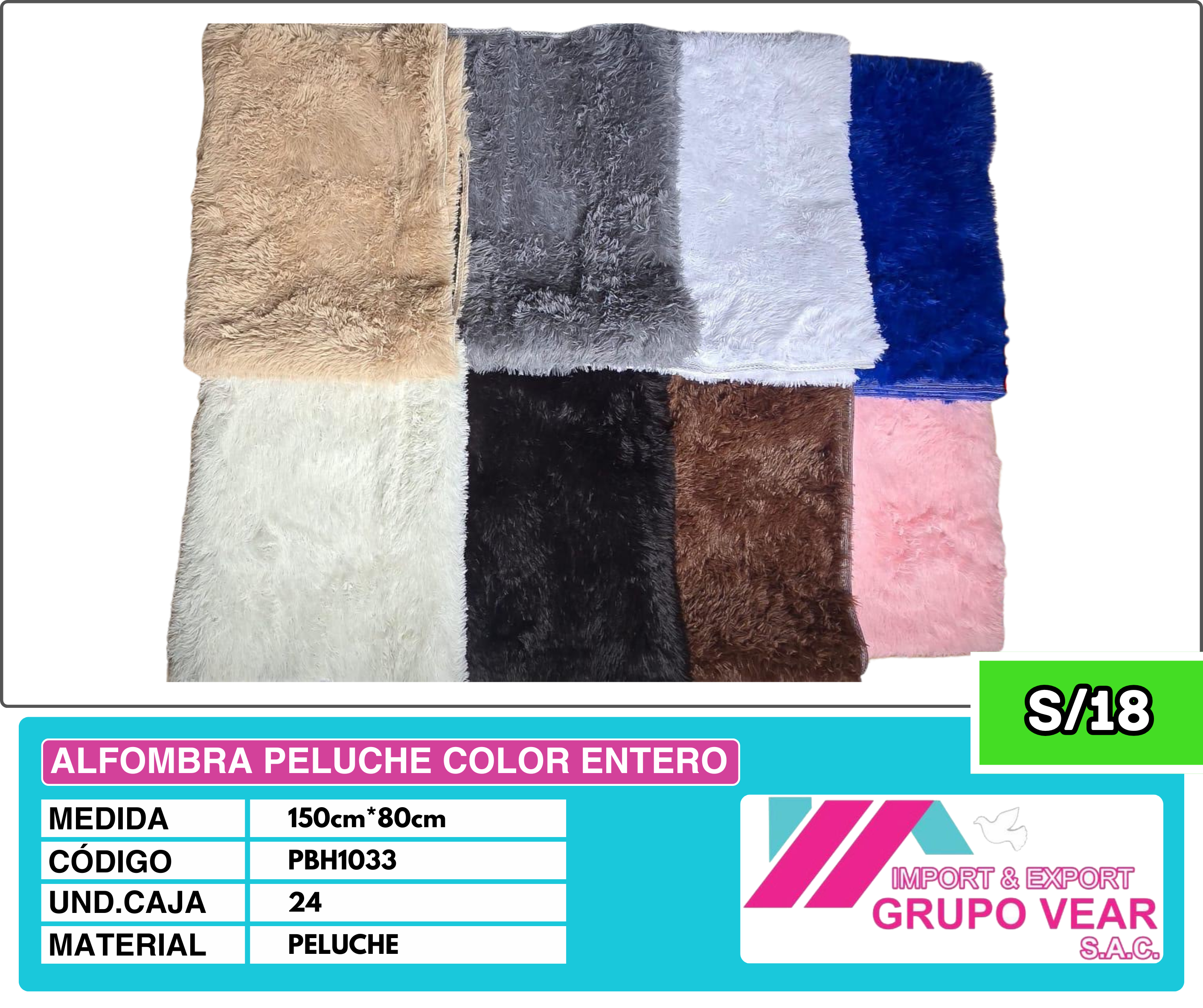 ALFOMBRA PELUCHE COLOR ENTERO 150X80CM