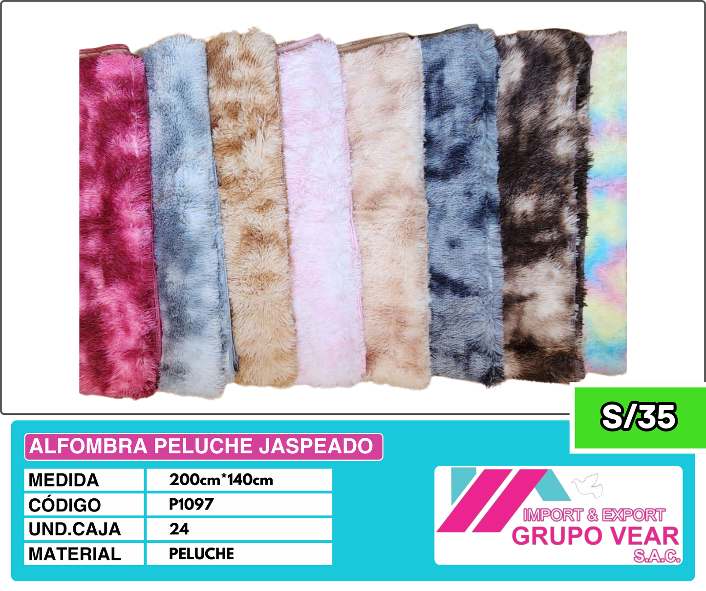 ALFOMBRA PELUCHE JASPEADO 200X140CM