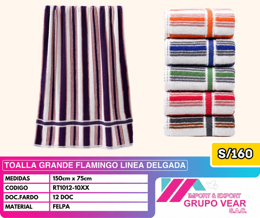 TOALLA GRANDE FLAMINGO LINEA DELGADA (12 DOC)
