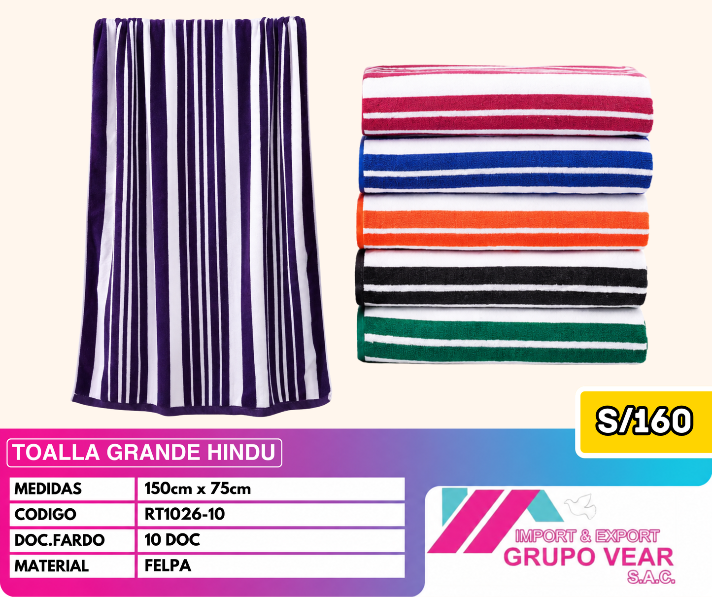 TOALLA GRANDE HINDU (10 DOC)