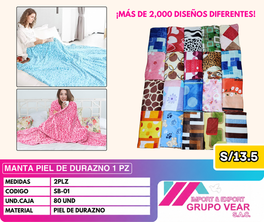 MANTA PIEL DE DURAZNO 1 PIEZA (80 UNIDADES)