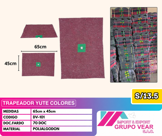TRAPEADOR YUTE COLORES (70 DOCENAS)