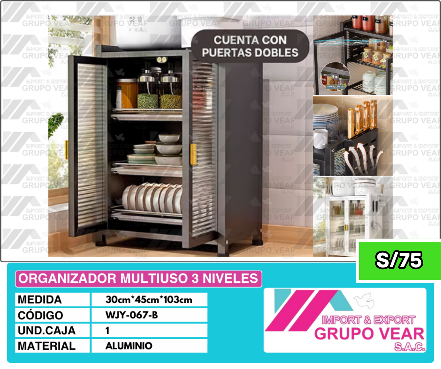 ORGANIZADOR MULTIUSO 3 NIVELES (1 UNIDAD)