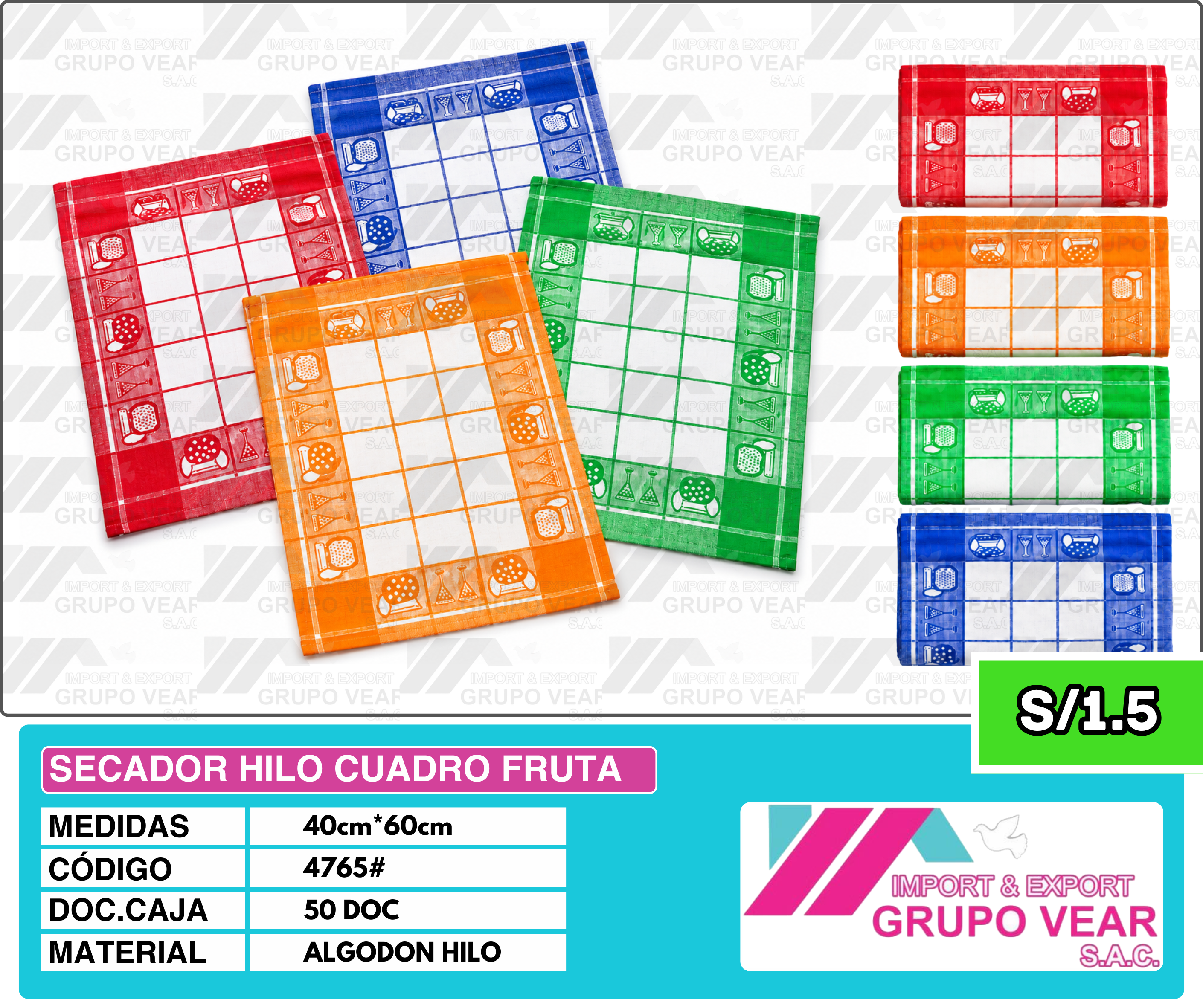 SECADOR HILO CUADRO FRUTA (50DOC)