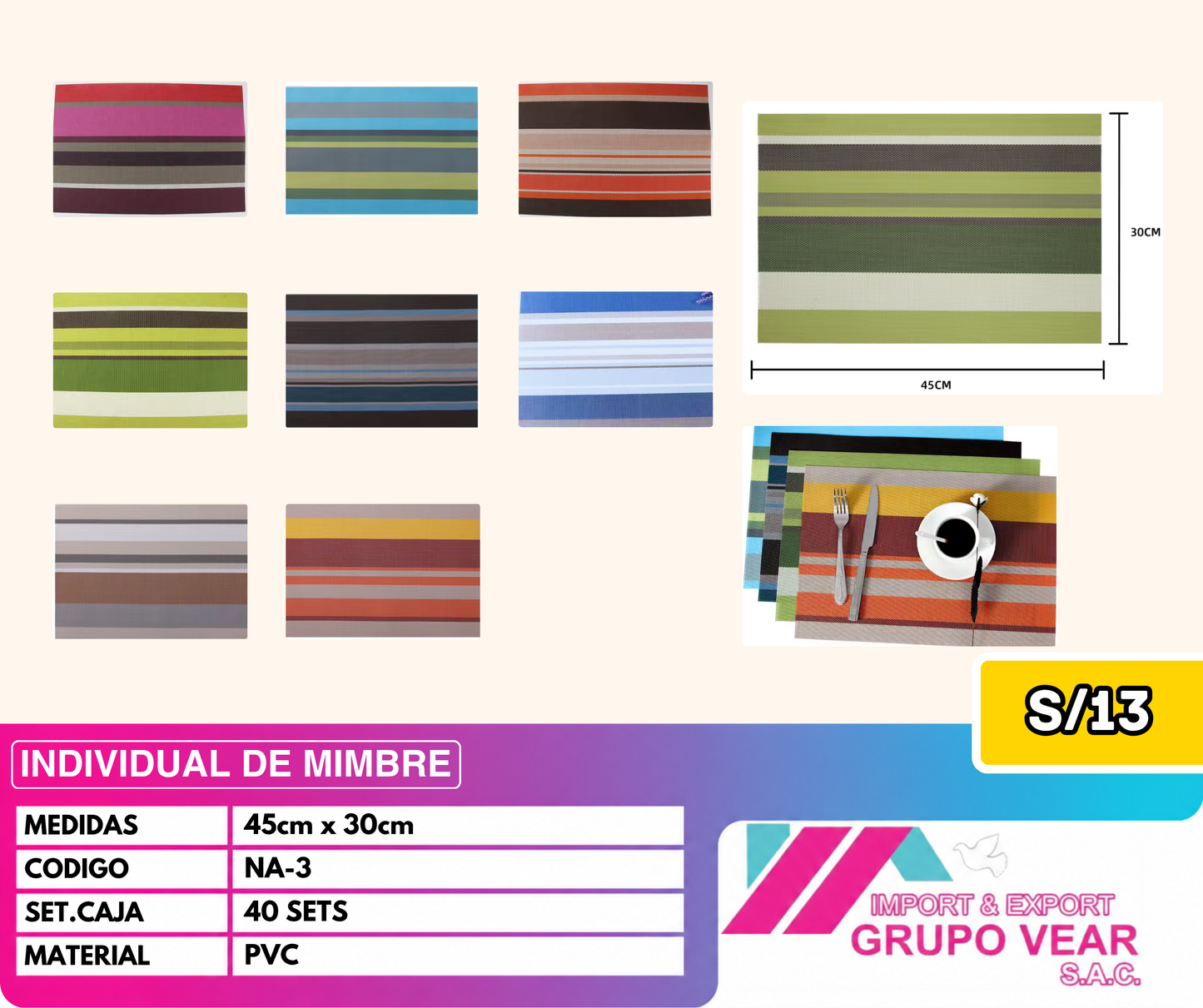 INDIVIDUAL DE MIMBRE (40 SETS)