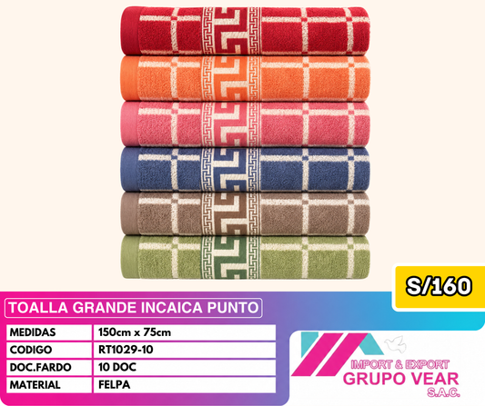 TOALLA GRANDE INCAICA PUNTO (10 DOC)