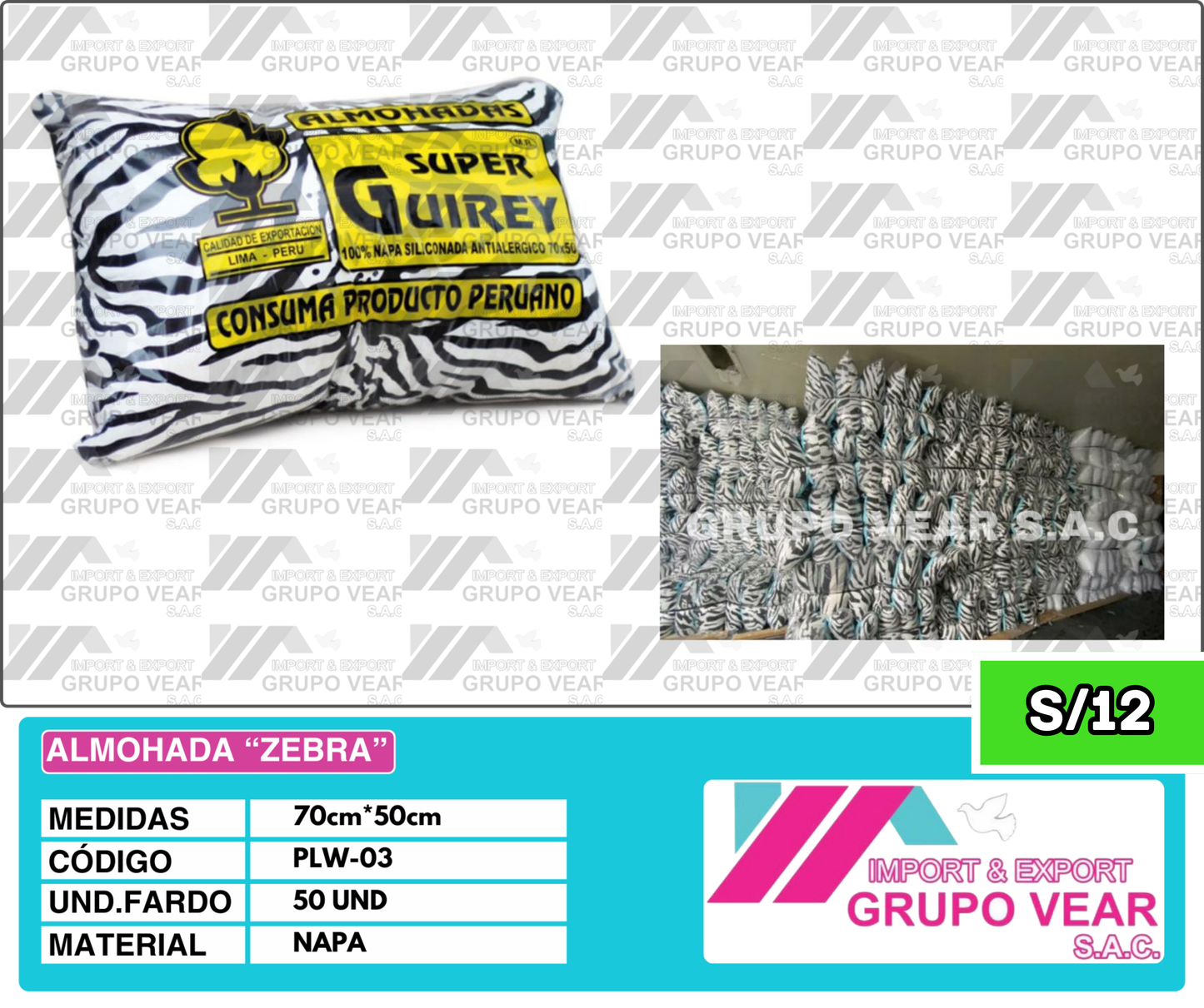 ALMOHADA "ZEBRA" (50 UNIDADES)