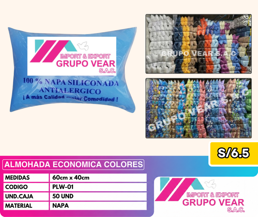 ALMOHADA ECONÓMICA COLORES (50 UNIDADES)