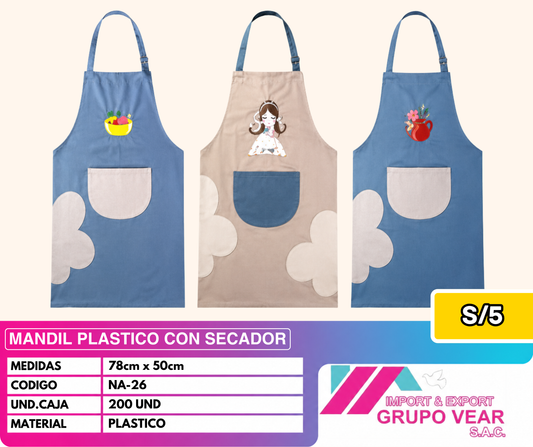 MANDIL PLASTICO CON SECADOR "B" (200 UND)
