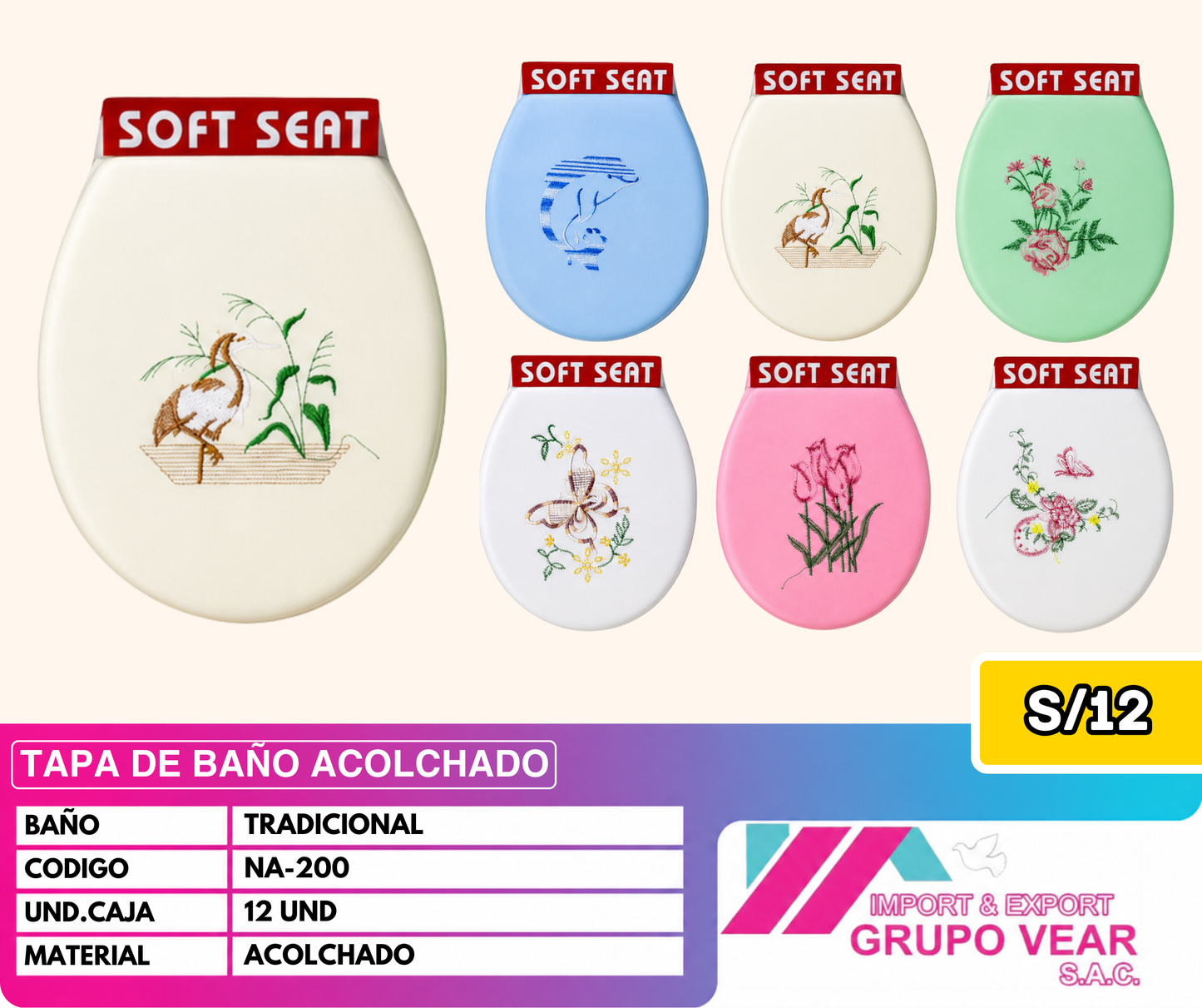 TAPA DE BAÑO ACOLCHADO (12 UND)