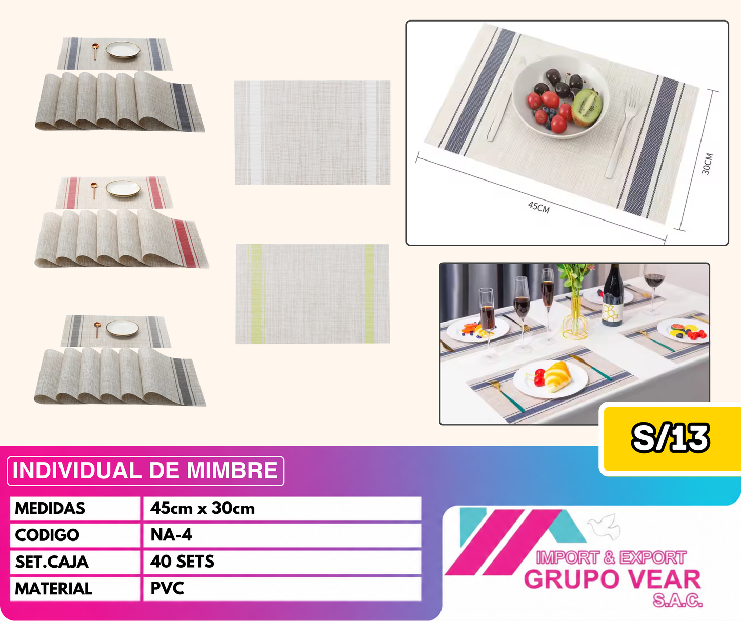 INDIVIDUAL DE MIMBRE (40 SETS)