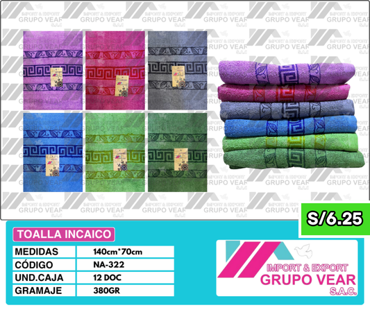 TOALLA ECONOMICA INCAICA (12 DOCENAS)