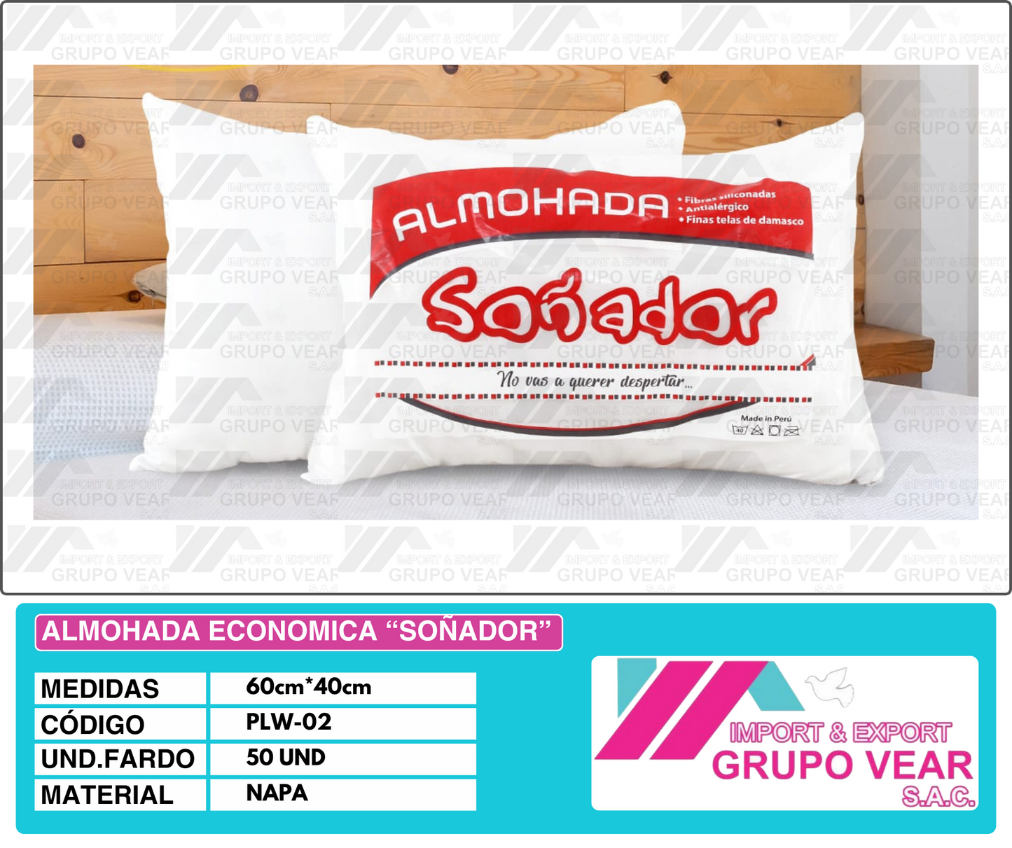 ALMOHADA ECONÓMICA "SOÑADOR" (50 UNIDADES)