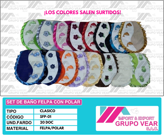 SET DE BAÑO FELPA CON POLAR (20 DOC)