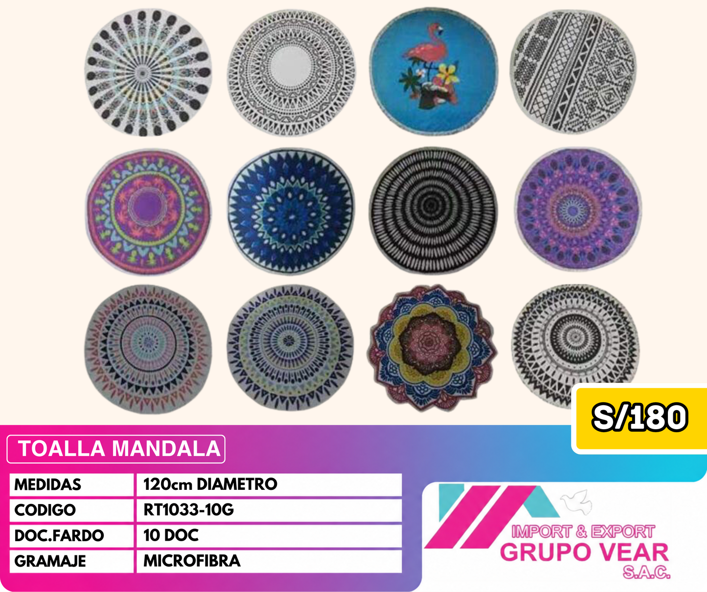TOALLA MANDALA (10 DOCENAS)