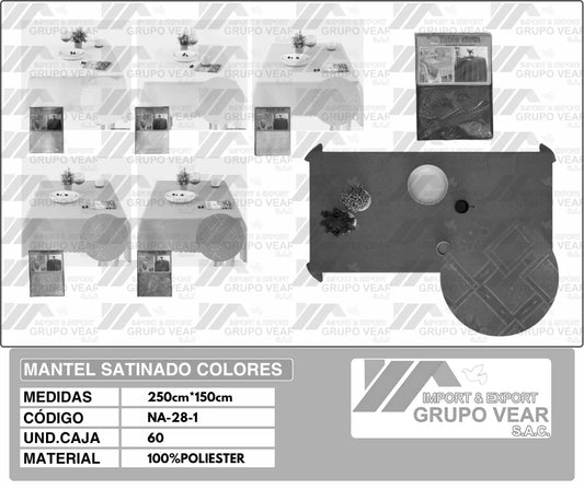 MANTEL SATINADO COLORES (60 UNIDADES)