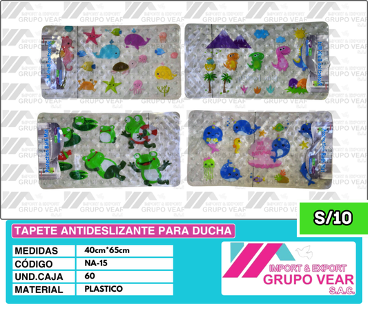 TAPETE ANTIDESLIZANTE PARA DUCHA "F" (60 UNIDADES)