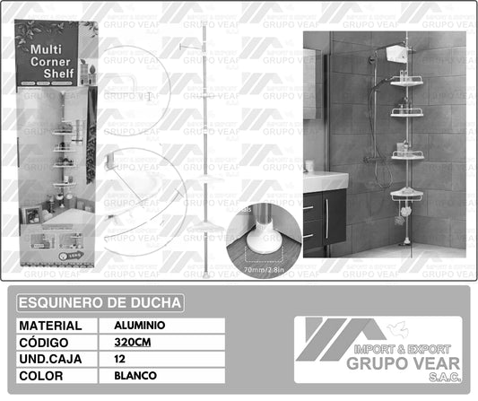 ESQUINERO DE DUCHA (12 UNIDADES)