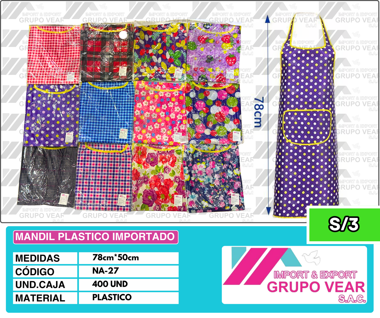 MANDIL PLASTICO IMPORTADO (400 UND)