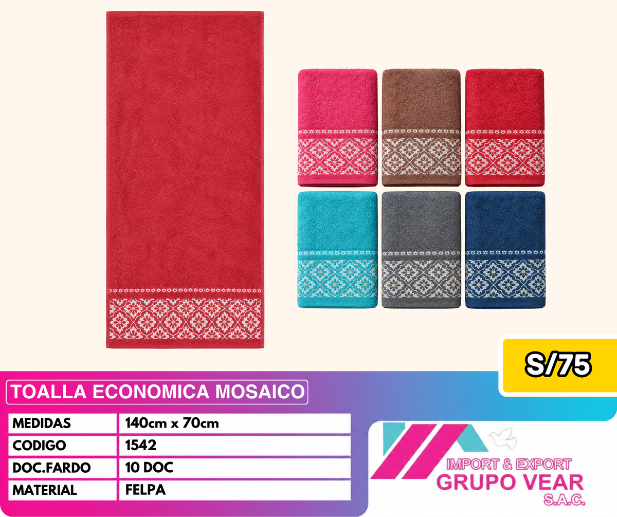 TOALLA ECONOMICA MOSAICO (10 DOC)
