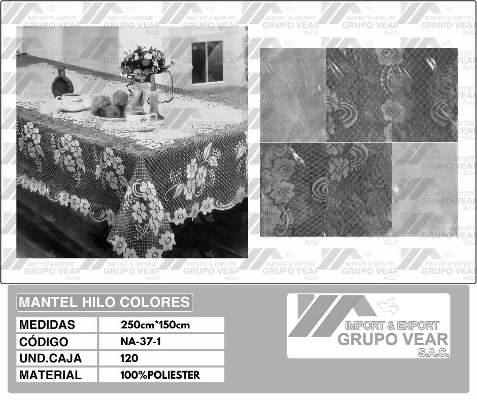 MANTEL HILO COLORES (120 UNIDADES)