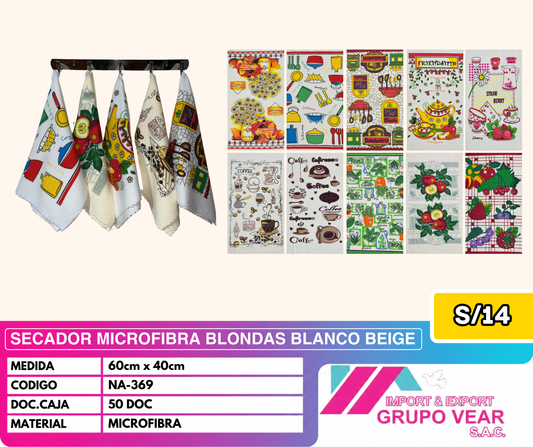 SECADOR MICROFIBRA BLONDAS BLANCO BEIGE (50 DOCENAS)