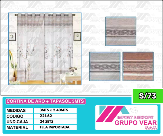 CORTINA DE ARO + TAPASOL 3MTS (24 SETS)