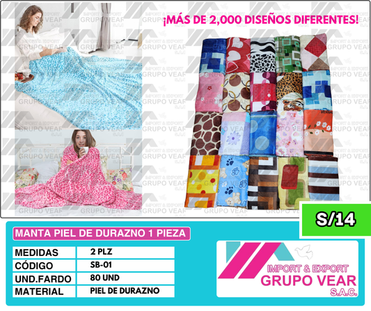 MANTA PIEL DE DURAZNO 1 PIEZA (80 UNIDADES)