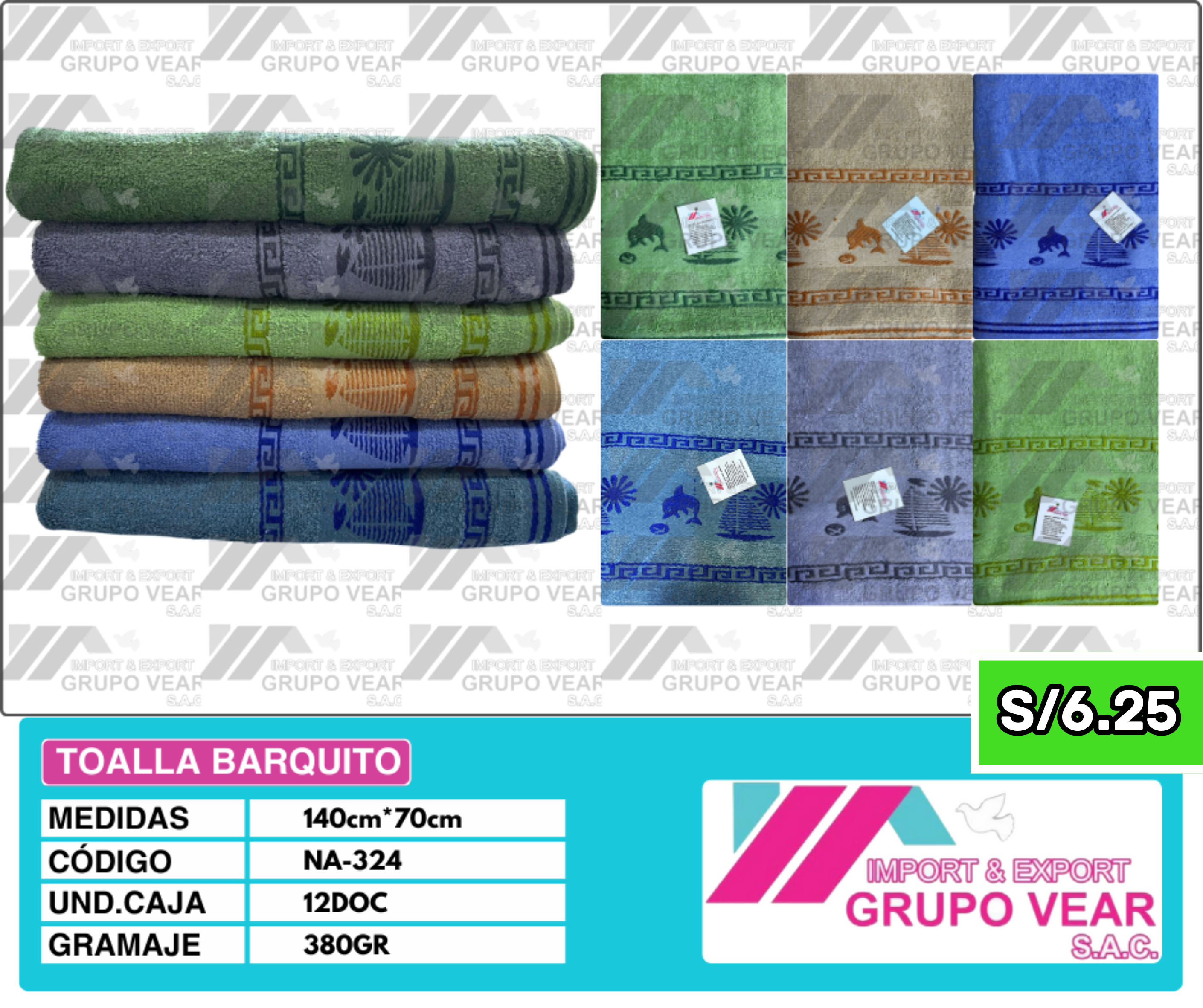 TOALLA ECONOMICA BARQUITO (12 DOCENAS)