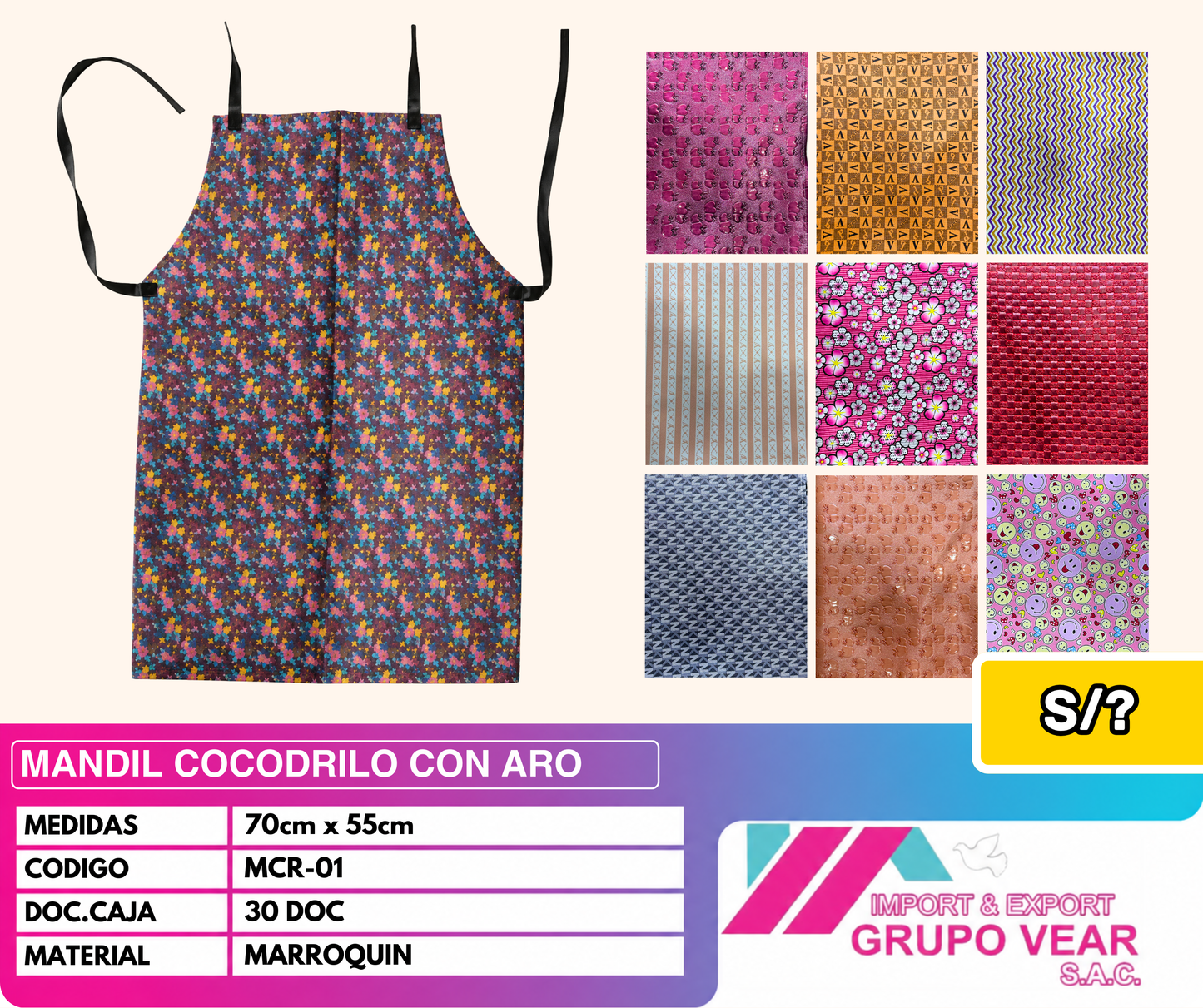 MANDIL COCODRILO CON ARO (50 DOC)