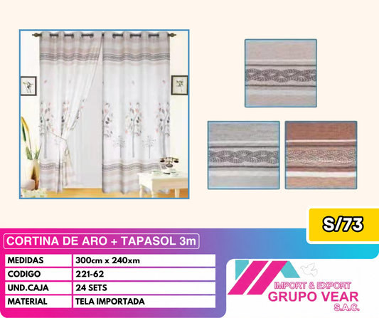 CORTINA DE ARO + TAPASOL 3MTS (24 SETS)