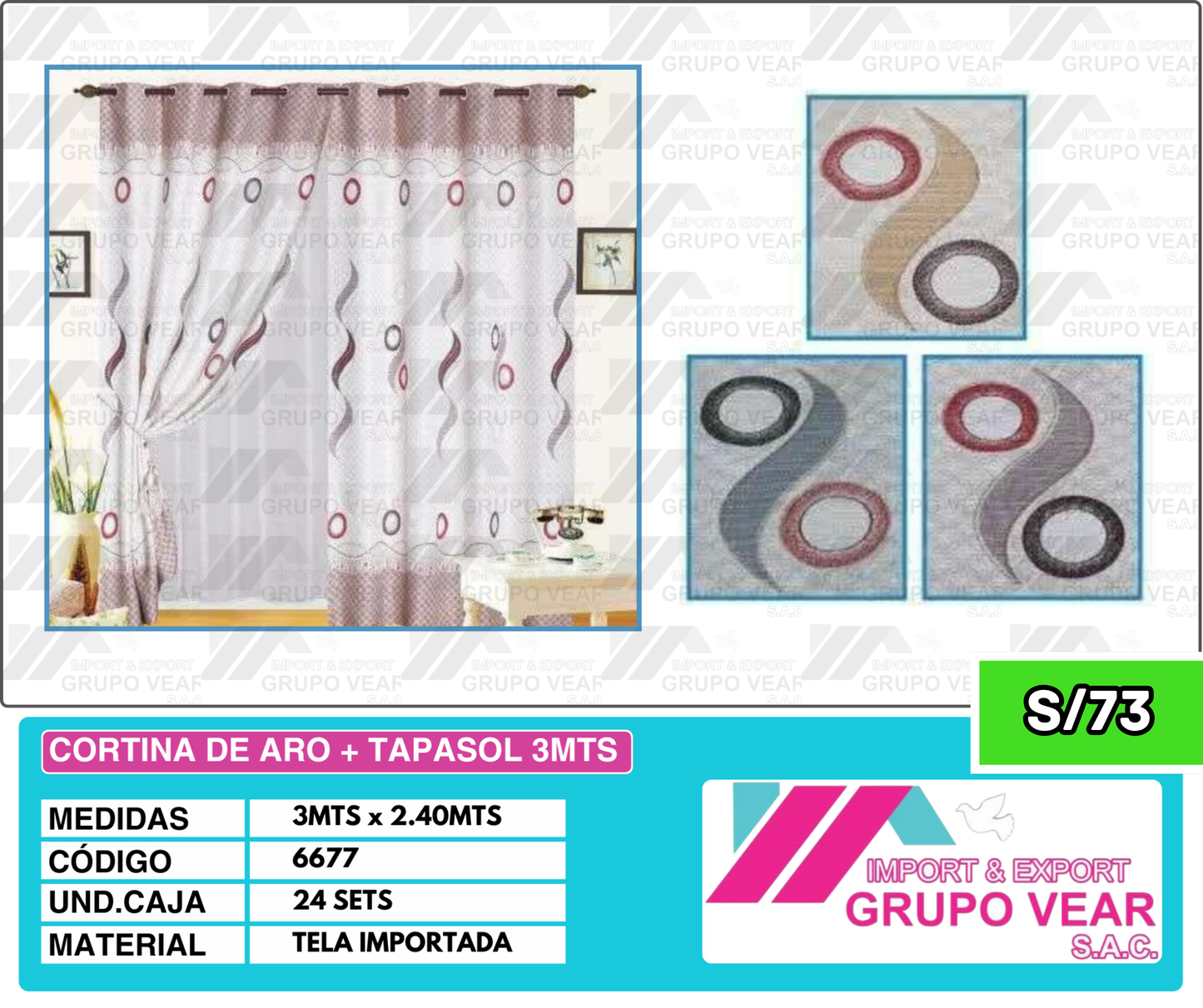 CORTINA DE ARO + TAPASOL 3MTS (24 SETS)
