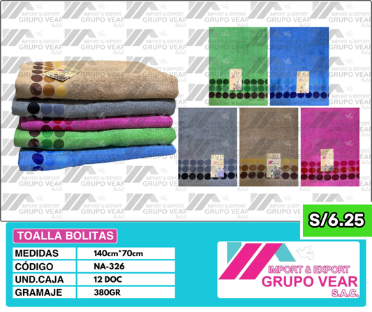 TOALLA ECONOMICA BOLITAS (12 DOCENAS)