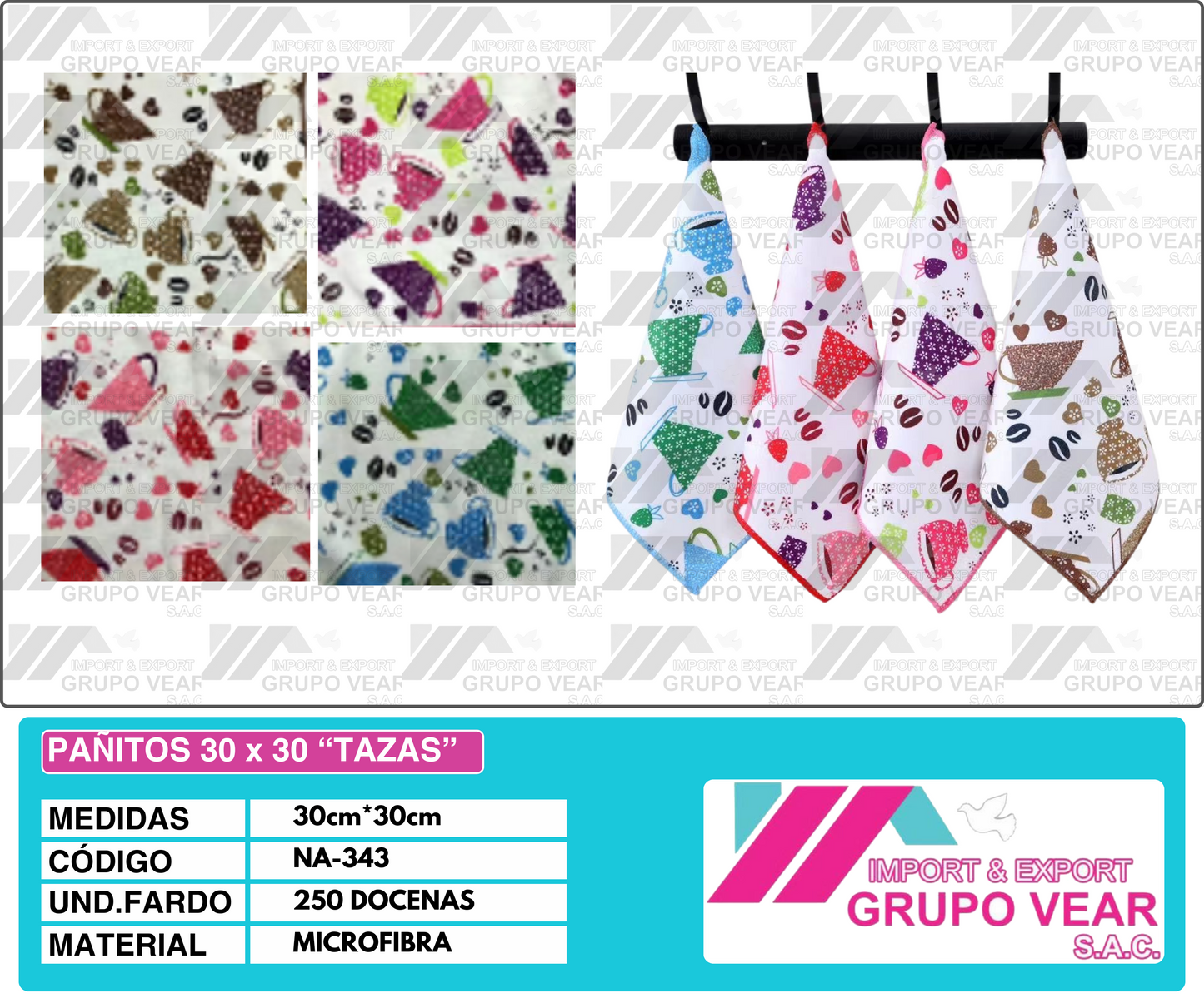 PAÑITOS 30X30 "TAZAS" (250 DOC)