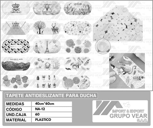 TAPETE ANTIDESLIZANTE PARA DUCHA "E" (60 UNIDADES)