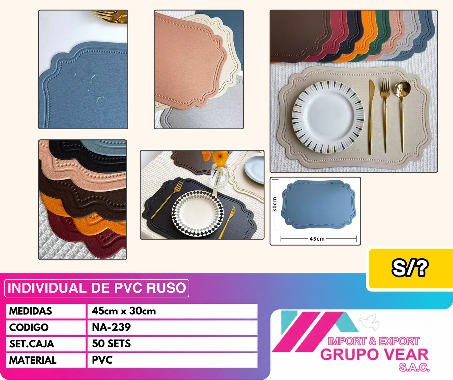 INDIVIDUAL DE PVC RUSO "B"