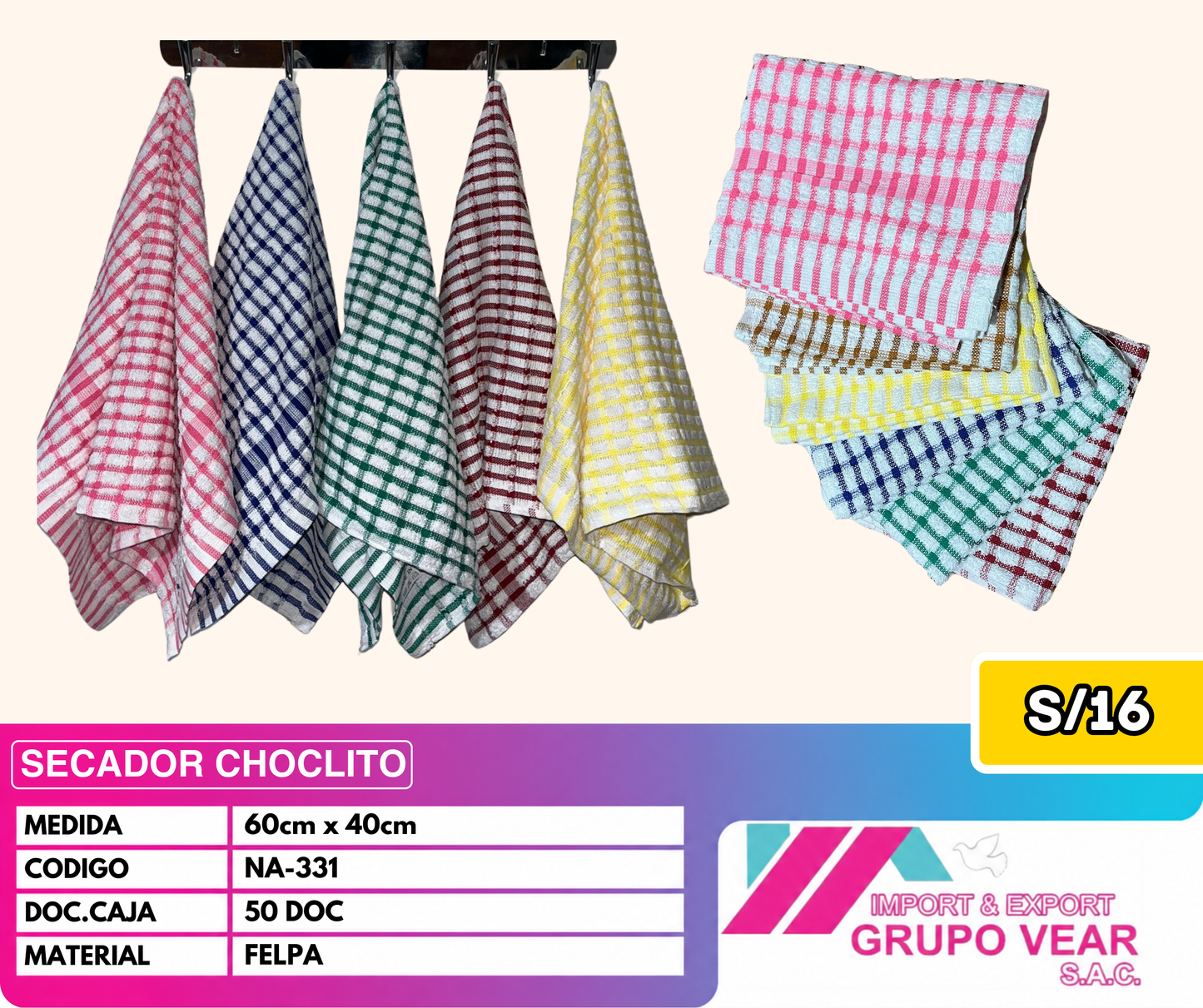 SECADOR CHOCLO (50 DOCENAS)