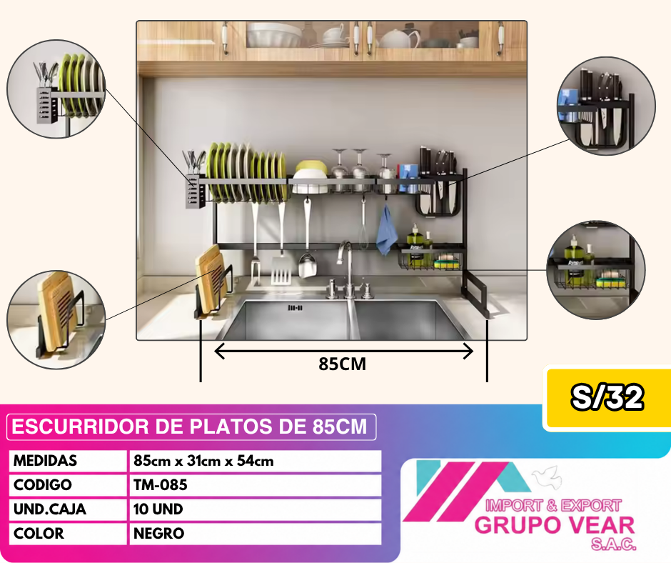 ESCURRIDOR SIN TAPA 85CM (10 UNIDADES)