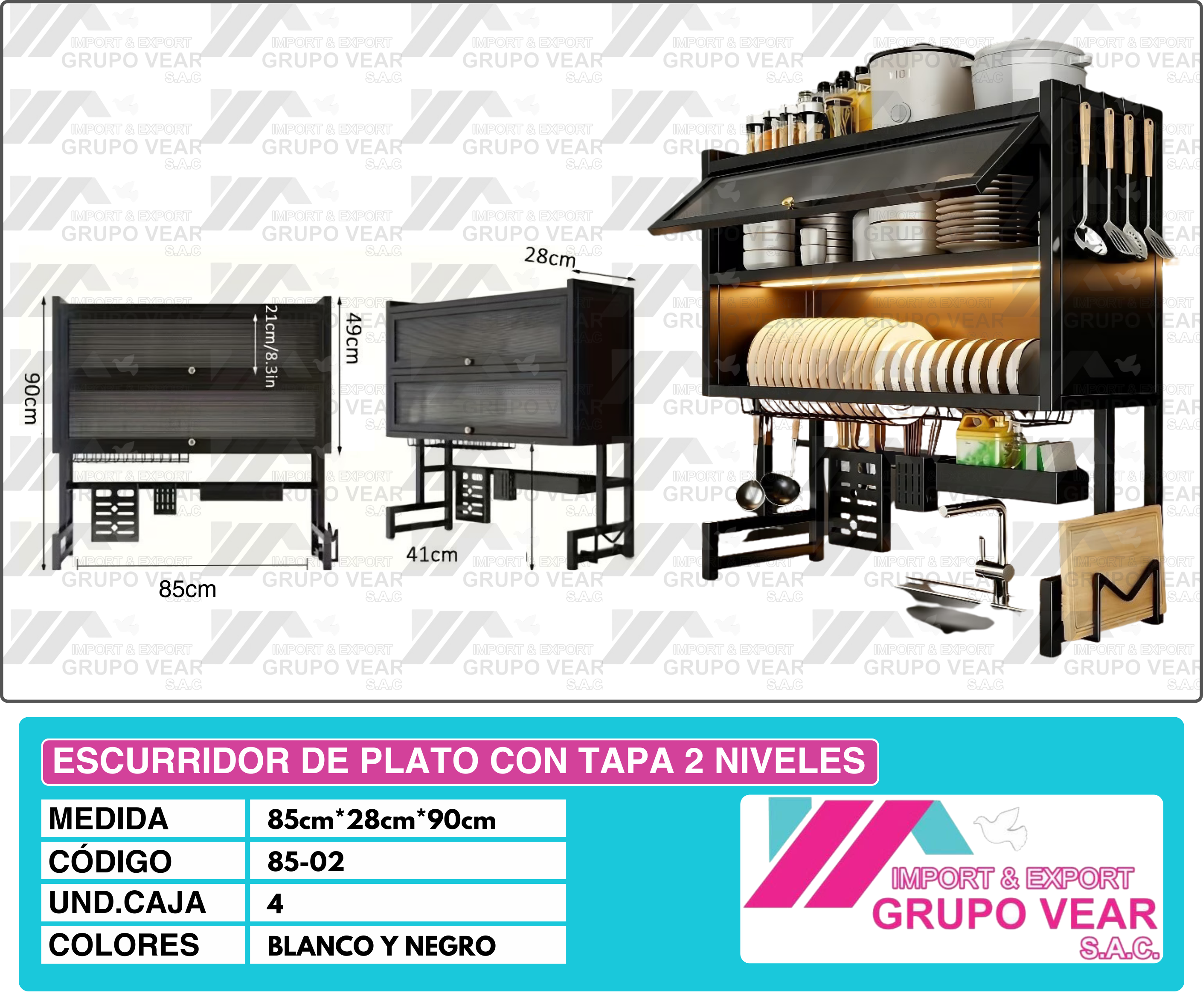 ESCURRIDOR DE PLATO CON TAPA 2 NIVELES