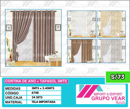 CORTINA DE ARO + TAPASOL 3MTS (24 SETS)