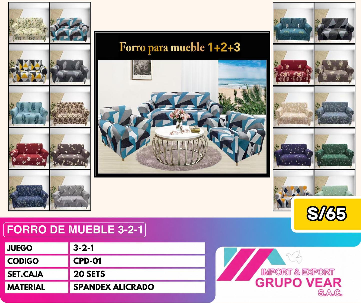 FORRO DE MUEBLE 3-2-1 (20SETS)