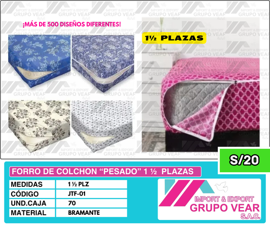 FORRO DE COLCHON “PESADO” 1 ½  PLAZAS (70 UND)