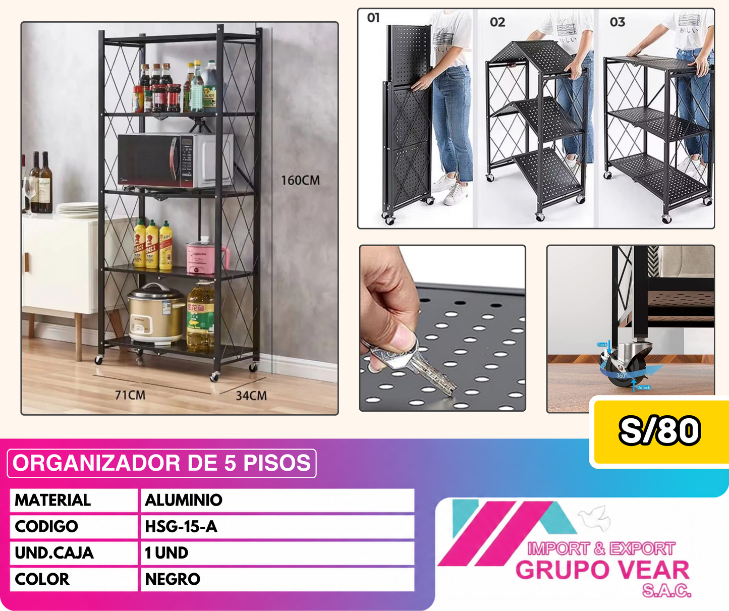 ORGANIZADOR DE 5 PISOS (1 UNIDAD)