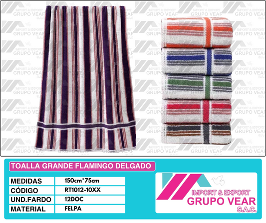 TOALLA GRANDE FLAMINGO DELGADO (12 DOC)